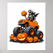 Skeleton Riding Monster Truck Halloween Pumpkin Ki Poster (Voorkant)