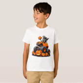 Skeleton Riding Monster Truck Halloween Pumpkin Ki T-shirt (Voorkant volledig)