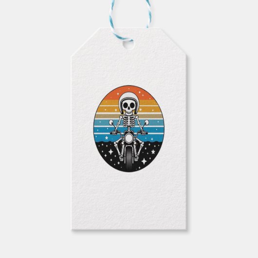 Skeleton Riding Motorcycle Cadeaulabel (Voorkant)