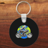 Skeleton Riding Motorcycle Earth Day Cool Red de w Sleutelhanger (Voorkant)