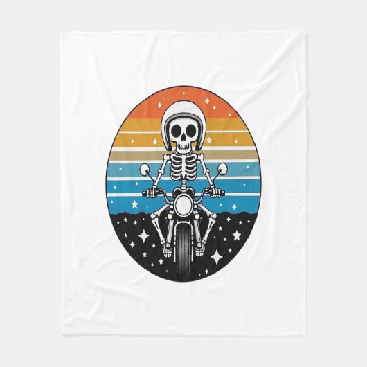 Skeleton Riding Motorcycle Fleece Deken (Voorkant)