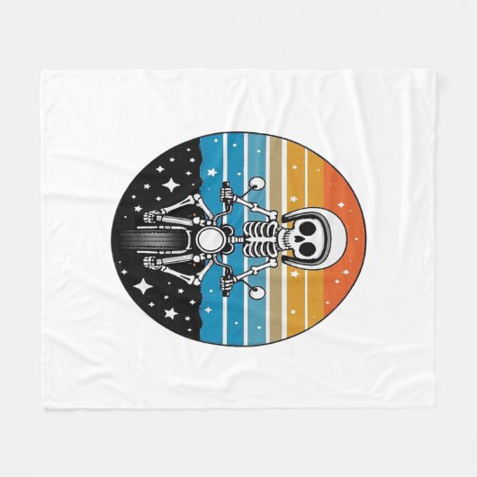 Skeleton Riding Motorcycle Fleece Deken (Voorkant (Horizontaal))