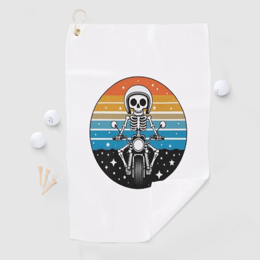 Skeleton Riding Motorcycle Golfhanddoek (Insitu)