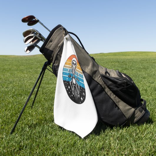 Skeleton Riding Motorcycle Golfhanddoek (Groen)