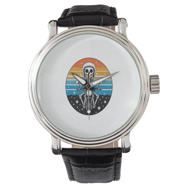 Skeleton Riding Motorcycle Horloge (Voorkant)