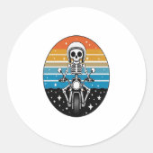 Skeleton Riding Motorcycle Ronde Sticker (Voorkant)