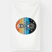 Skeleton Riding Motorcycle Spandoek (Verticaal)