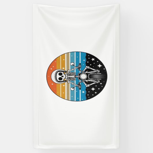 Skeleton Riding Motorcycle Spandoek (Verticaal)