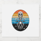 Skeleton Riding Motorcycle Sparkling Wijnetiket (Enkel label)