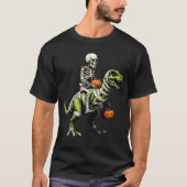 Skeleton Riding Mummy Dinosaur Funny Halloween T-shirt (Voorkant)