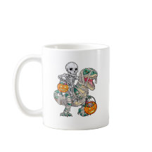 Skeleton Riding Mummy Dinosaur Halloween Fun