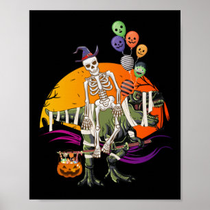 Skeleton Riding Mummy Dinosaur Poster