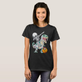 Skeleton Riding Mummy Dinosaur Rex Halloween Pump T-shirt (Voorkant volledig)