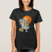 Skeleton Riding Mummy Dinosaur Rex Halloween  Pump T-shirt (Voorkant)