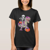 Skeleton Riding Mummy Dinosaur Rex Halloween  Pump T-shirt (Voorkant)