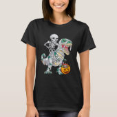 Skeleton Riding Mummy Dinosaur rex Halloween  Pump T-shirt (Voorkant)