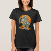 Skeleton Riding Mummy Dinosaur rex Halloween  Pump T-shirt (Voorkant)