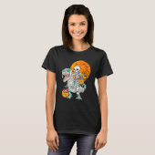 Skeleton Riding Mummy Dinosaur Rex Halloween  Pump T-shirt (Voorkant volledig)