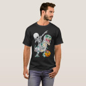 Skeleton Riding Mummy Dinosaur Rex Halloween  Pump T-shirt (Voorkant volledig)