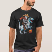 Skeleton Riding Mummy Dinosaur T-rex Funny Hallowe T-shirt (Voorkant)