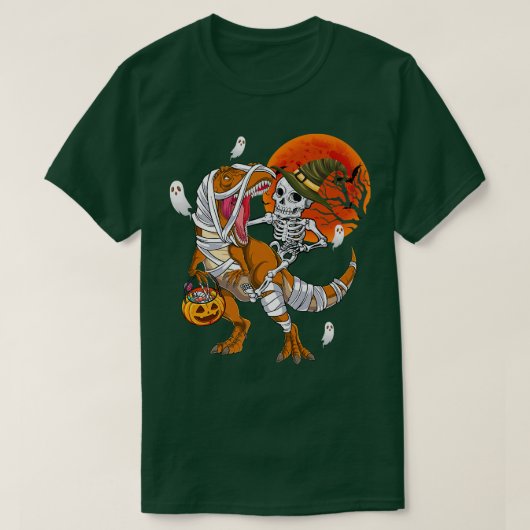 Skeleton Riding Mummy Dinosaur T rex Funny Hwe T-shirt (Design voorkant)