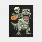Skeleton Riding Mummy Dinosaur T Rex Halloween Fun Fleece Deken (Voorkant)