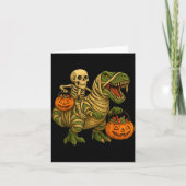 Skeleton Riding Mummy Dinosaur T Rex Halloween Fun Kaart (Voorkant)