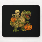 Skeleton Riding Mummy Dinosaur T Rex Halloween Fun Muismat (Voorkant)