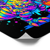 Skeleton Riding Mummy Dinosaur T Rex Halloween Fun Poster (Hoek)