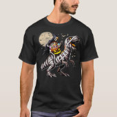 Skeleton Riding Mummy Dinosaur T Rex Pumpkin Funny T-shirt (Voorkant)