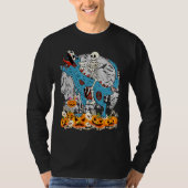 Skeleton Riding Mummy Dinosaur T rex Scary Hallowe T-shirt (Voorkant)