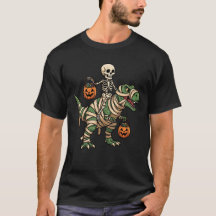 Skeleton Riding Mummy TRex Dinosaur Funny Hallowen