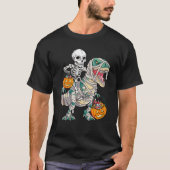 Skeleton Riding Rex Mummy Dinosaur Kids Trick or T T-shirt (Voorkant)
