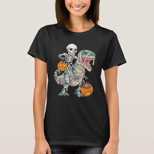 Skeleton Riding Rex Mummy Dinosaur Kinder Trick of T-shirt (Voorkant)