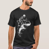 Skeleton Riding Shark Halloween Spooky Animal Bone T-shirt (Voorkant)