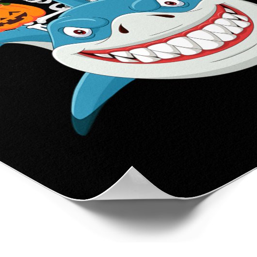 Skeleton Riding Shark Jack O'lantern Pumpkin Hallo Poster (Hoek)