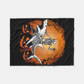 Skeleton Riding Shark Lazy Halloween Costume Funny Fleece Deken (Voorkant (Horizontaal))