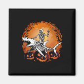 Skeleton Riding Shark Lazy Halloween Costume Funny Magneet (Voorkant)