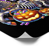 Skeleton Riding Skeleton Eenhoorn Halloween Kostuu Poster (Hoek)