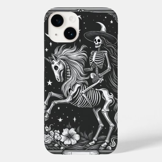 Skeleton Riding Unicorn Skeleton Tarot Kaart Case-Mate iPhone Case (Achterkant)