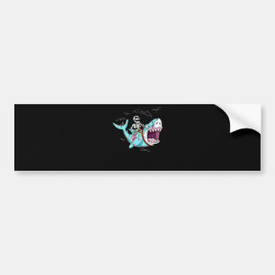 Skeleton Riding Zombie Shark Funny Halloween Gift Bumpersticker
