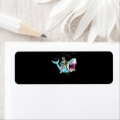 Skeleton Riding Zombie Shark Funny Halloween Gift Etiket (Insitu)