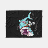 Skeleton Riding Zombie Shark Funny Halloween Gift Fleece Deken (Voorkant (Horizontaal))