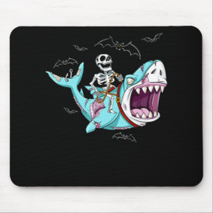 Skeleton Riding Zombie Shark Funny Halloween Gift Muismat