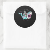 Skeleton Riding Zombie Shark Funny Halloween Gift Ronde Sticker (Tas)
