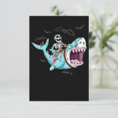 Skeleton Riding Zombie Shark Funny Halloween Gift RSVP Kaartje (Staand voorkant)