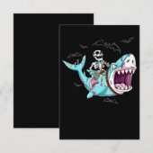 Skeleton Riding Zombie Shark Funny Halloween Gift RSVP Kaartje (Voorkant / Achterkant)