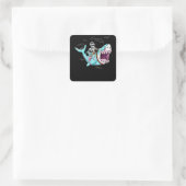 Skeleton Riding Zombie Shark Funny Halloween Gift Vierkante Sticker (Tas)