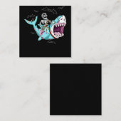 Skeleton Riding Zombie Shark Funny Halloween Gift Vierkante Visitekaartje (Voorkant / Achterkant)