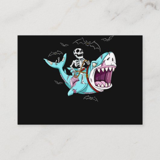 Skeleton Riding Zombie Shark Funny Halloween Gift Visitekaartje (Voorkant)